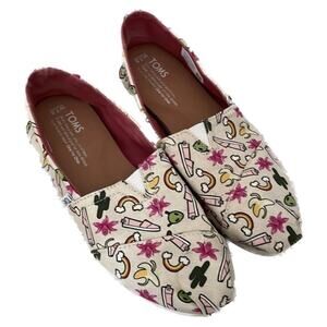 TOMS Alpargata Flats Women’s 7.5 Colorful Print Canvas Slip-On